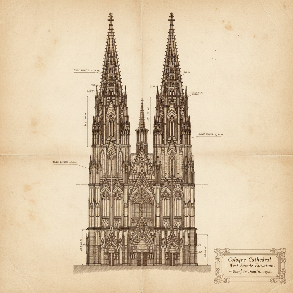 Cologne Cathedral Facade Architectural Elevation